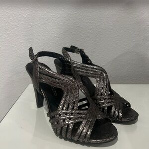 Franco Sarto Black Artemis heels silver strappy